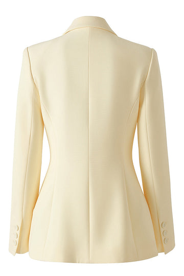 Apricot Peak Lapel Double Breasted Blazer